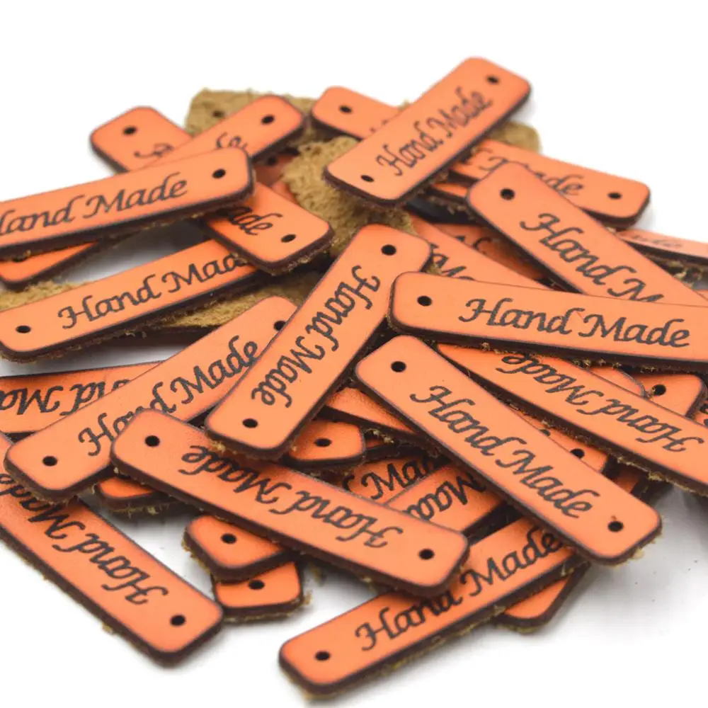 KALASO высокое качество 20 шт. оранжевые этикетки для одежды ручной работы кожаные