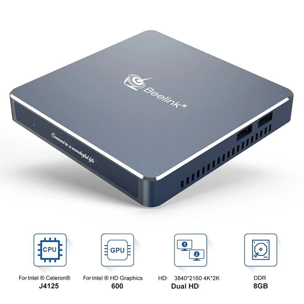 

Mini PC J4125 Lake Refresh CPU DDR4 4+64G/8+128G/8+256G SSD 1000M LAN 5.8G WIFI Bluetooth 4.0 Mini PC Windows 10 Home Office