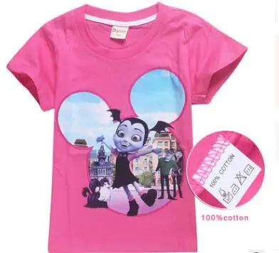 Детский осенний популярный стильный с героями мультфильма «Моана»; Vampirina футболки для девочек верхняя одежда для мальчиков с персонажами из мультфильмов Vampirin футболки для девочек футболка с коротким рукавом детская футболка костюм - Цвет: s0234-8358