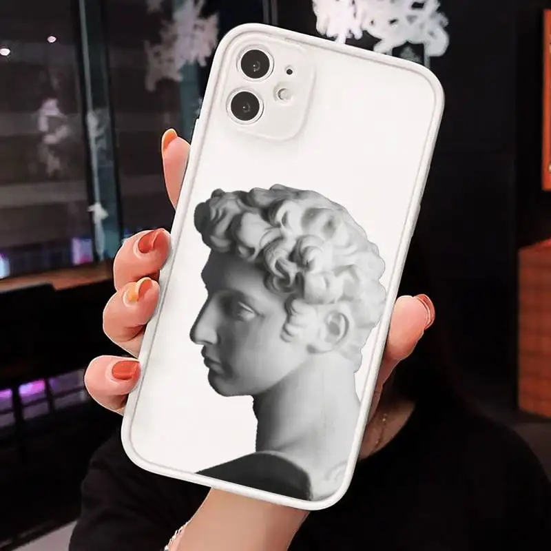 

Abstract Art Statue Phone Cases matte transparent For white iPhone 7 8 x xs xr 11 12 pro plus max mini Clear Funda