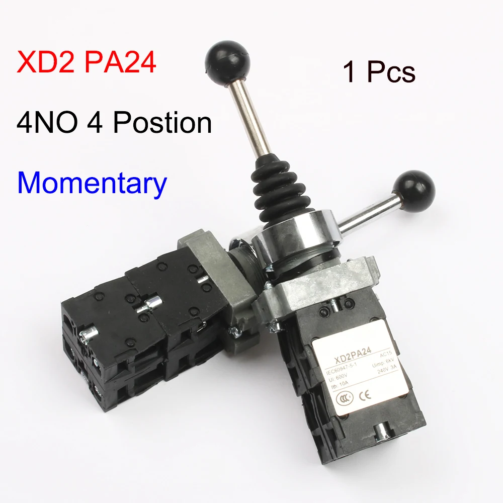 XD2-PA12 PA14 защелка 2NO 2 положения Кулисный Джойстик контроллер пружинный возврат поворотные поперечные переключатели сброс PA22 PA24 4NO 4 положения - Цвет: XD2-PA24