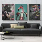 Смешные животные одежда обычная Униформа Холст Картина абстрактная обезьяна орангутан Зебра фотография домашний декор настенное искусство