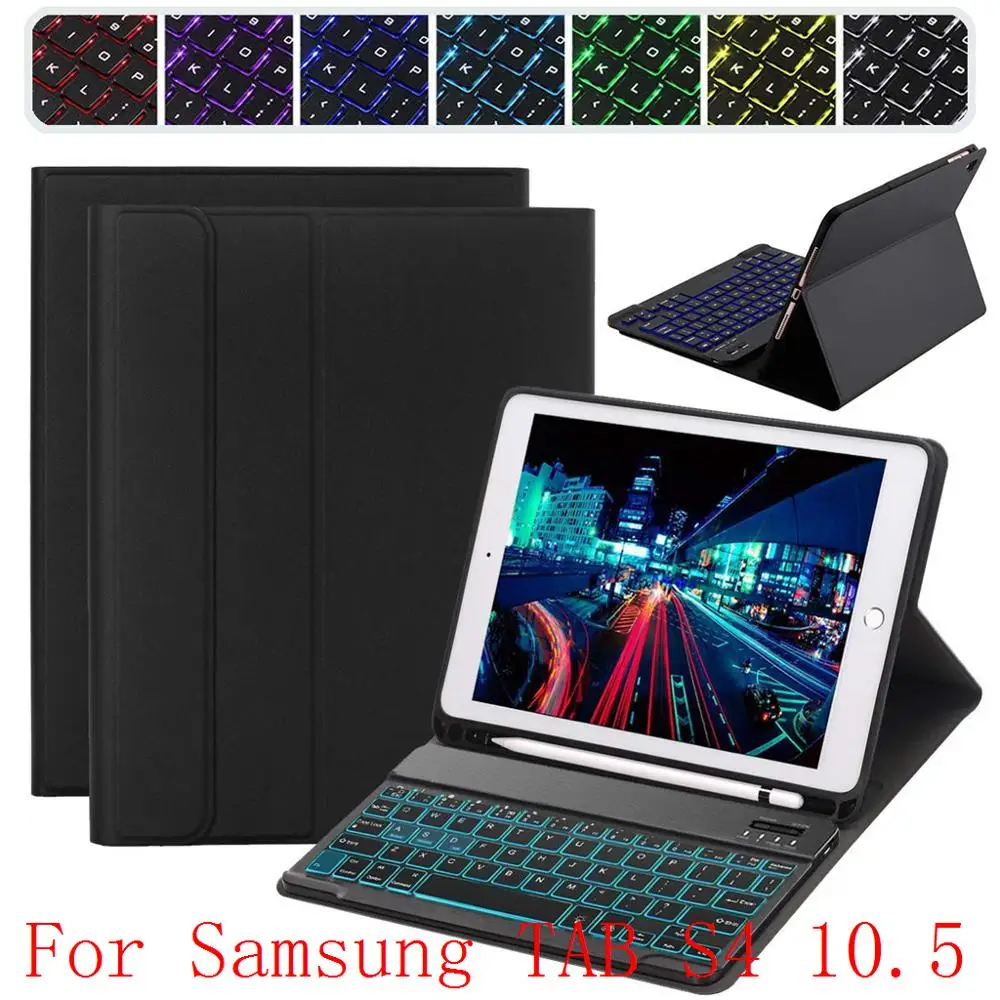 Backlight Black Беспроводной клавиатура чехол для samsung Galaxy TAB S5E Bluetooth чехол с откидной магнитной крышкой клавиатура чехол для планшета для samsung TAB S5E S4 s5 e 10,5 - Цвет: Backlight Black