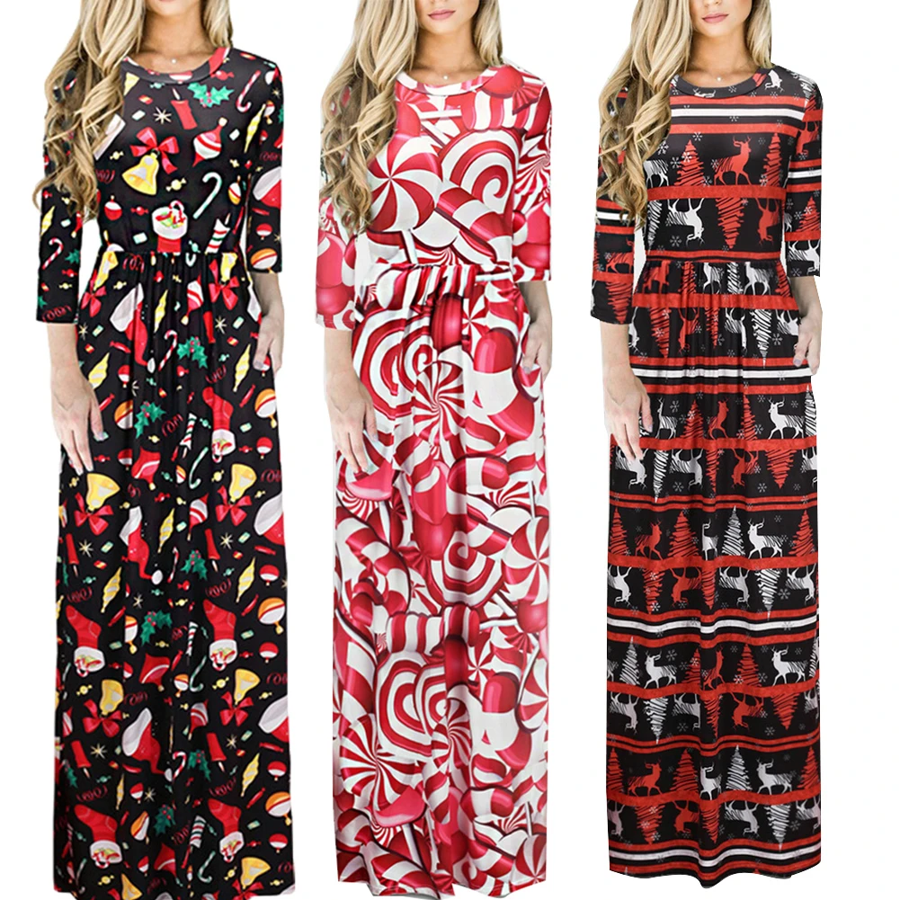 Вечерние длинные женские платья эластичные цветочный принт длинный рукав узкая