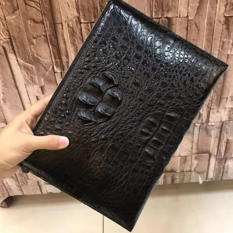 

New Alligator Skin Luxury Men's Messenger Bag Leisure Genuine Leather Fashion Business Clip Bag High Quality Trend Briefcase