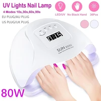 80w nail dryer led nail lamp uv lamp for curing all gel nail polish with motion sensing timer manicure pedicure salon tool