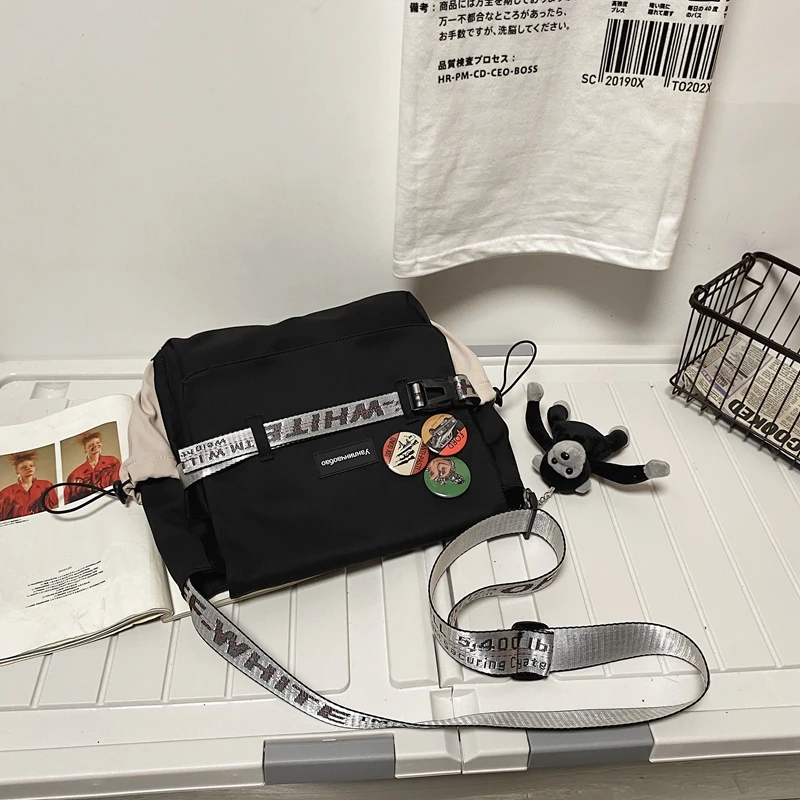 

Magazine Book Messenger Bag Functional Briefcase Nylon Fabric Shoulder Crossbody Bag Business Casual Men Women Bag