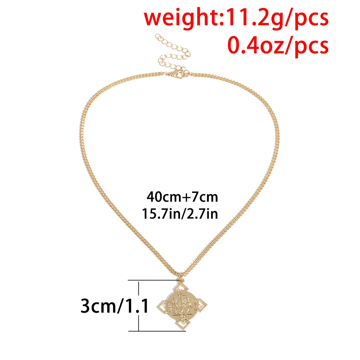 

Visisap Retro Simple Embossed Creative Portrait Letter Necklaces for Women Single Layer Gold Color Pendant Necklace C2122