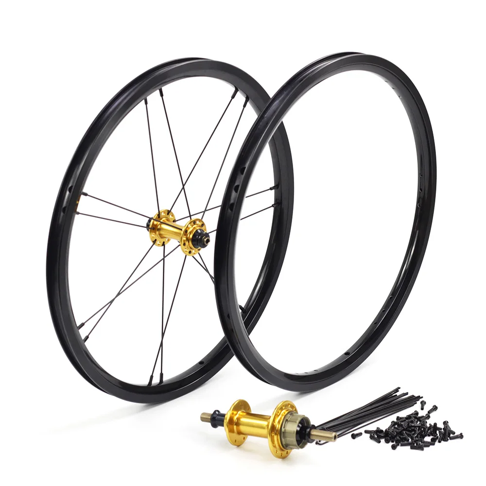 set gold 14H 21H Silverock литые диски 1" 1 3/8" 349 обода тормоза NBR 14H 21H для Brompton 3sixty складной велосипед на заказ велосипед колесная множество цветов - Цвет: set gold 14H 21H