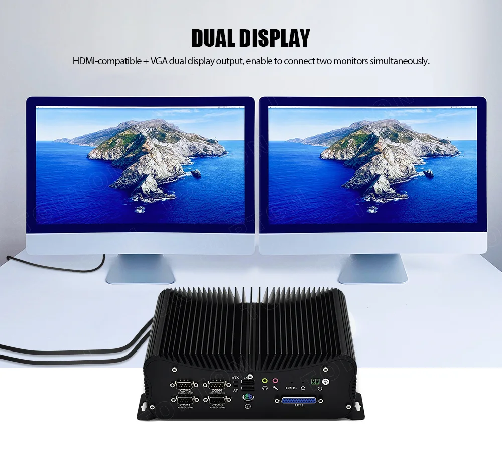 Мини-ПК 10-го поколения без вентилятора Intel I7 10510U I5 10210U Pc 6 * Com 2 lan 8 usb Gpio Lpt для Hdmi Vga