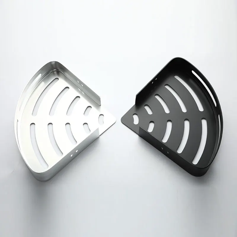 

Bathroom Shelf Organizer Shower Storage Rack Black Corner Shelves Wall Mounted Aluminum Toilet Shampoo Holder No Drill