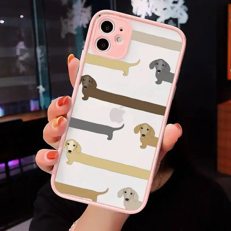 

Animal Dachshund Doberman dog Phone Case Pink matte transparent For iPhone 7 8 x xs xr 11 12 pro plus max mini Clear Funda