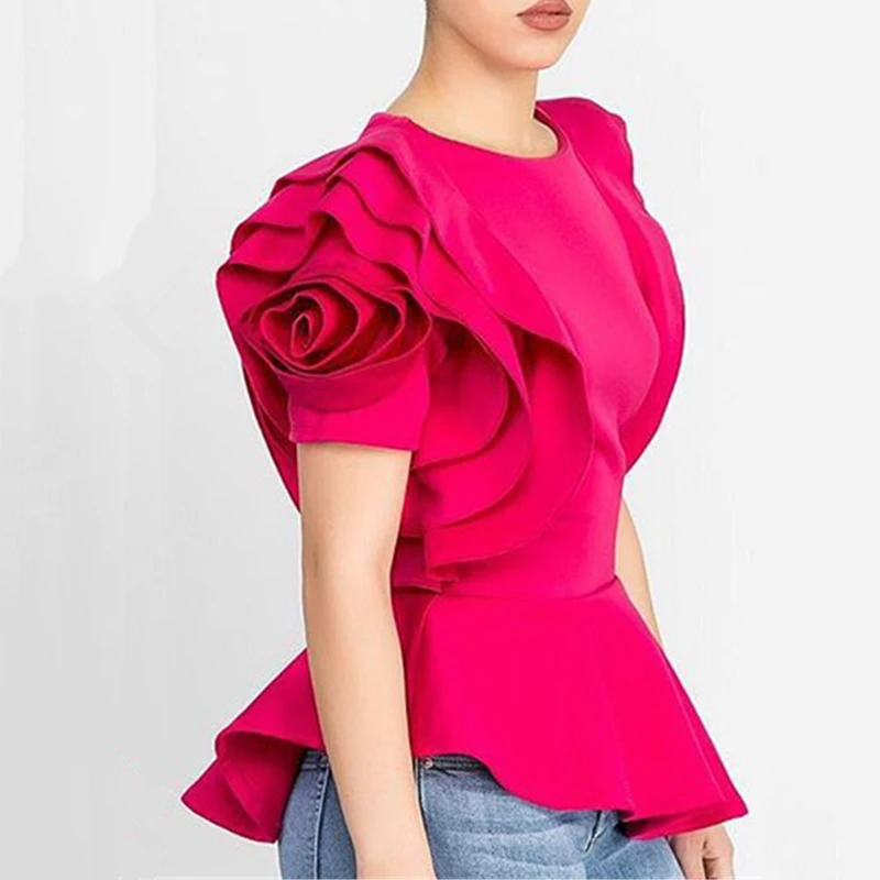 Женская блузка с рукавами лепестками Элегантная модная на весну и лето цвет