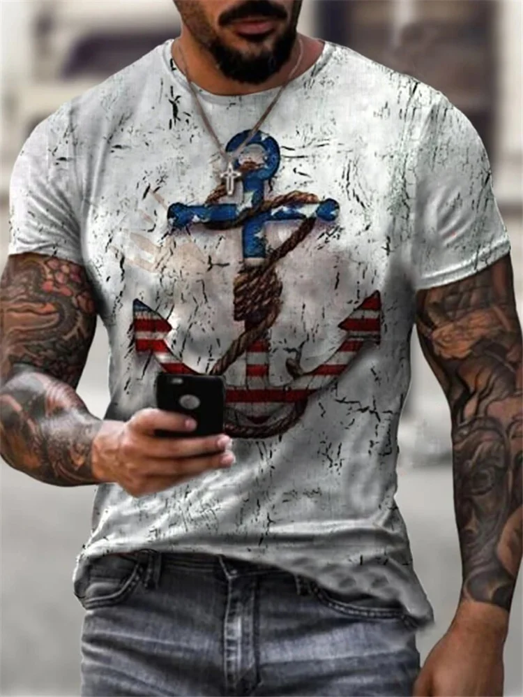 

2021 new men's summer round neck slim sports print T-shirt