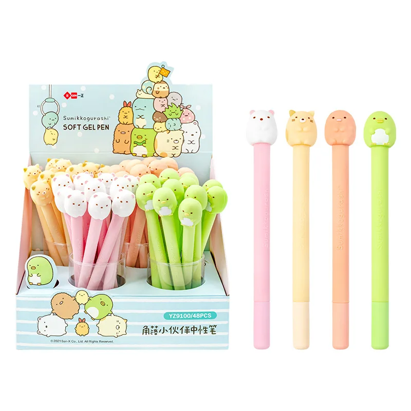 24 pcs/lot Cartoon Sumikko Gurashi Silicone Gel Pen Cute 0.5mm black Ink Signature Pens Promotional Gift Office School Supplies |