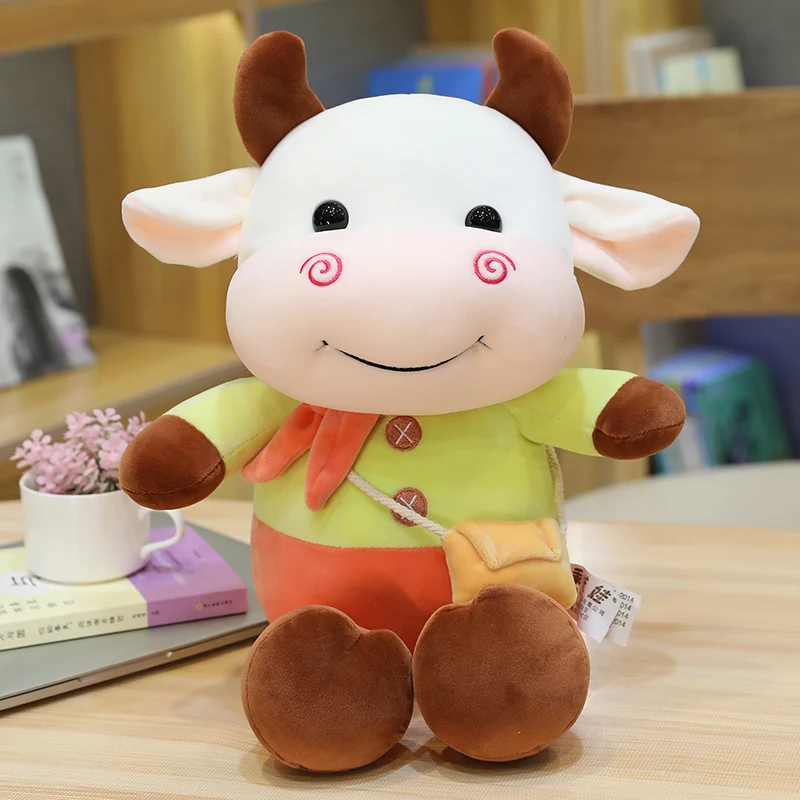 

1pcs 33/52/70/85cm Cow plush toy cute dress doll girl sleeping in bed pillow Niu Xiaoshuai doll presents girl's birthday