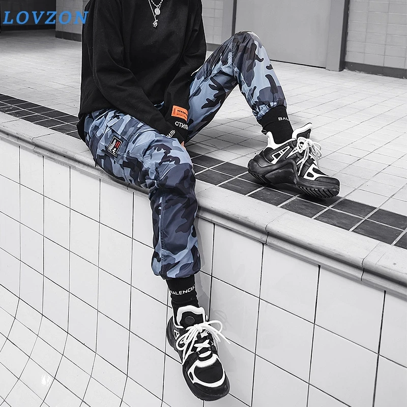 

LOVZON Hip Hop Streetwear Men's Camouflage Cargo Joggers Pants Men Military Style Harem Trousers Casual Thin Pants