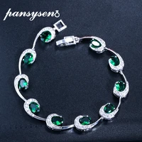 pansysen charms solid silver 925 jewelry emerald sapphire ruby gemstone bangle bracelets for women luxury fine jewelry bracelet