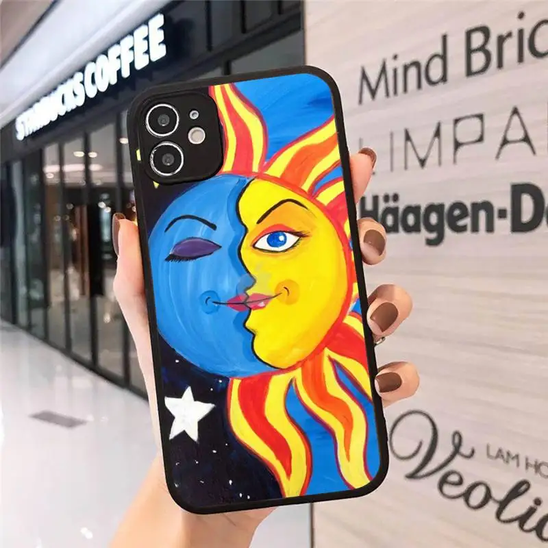 

Sun Moon Face Funny Phone Case matte transparent For iphone 7 8 11 12 plus mini x xs xr pro max cover