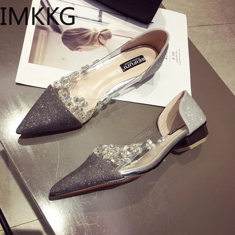 High Quality Women Flat Ballet Shoes Bling Crystal Pointed Toe Flats Elegant Lady shoes wedding | Обувь