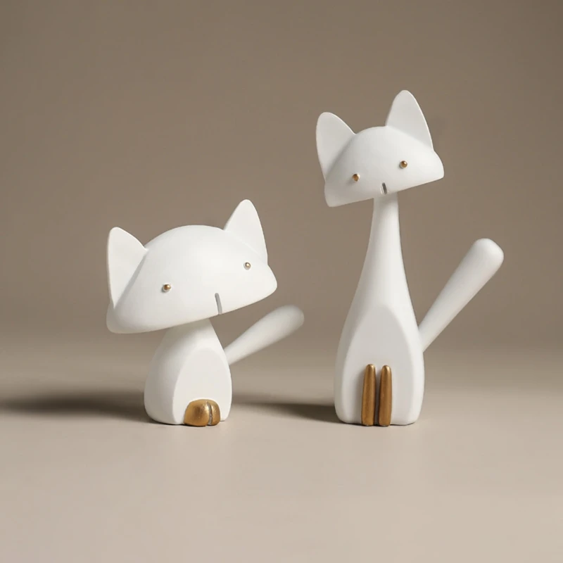 

Creative Cats Animal Statues Desktop Ornaments Resin Sculpture Art Crafts Figure Home Desk Decoration for Living Room Bedroom
