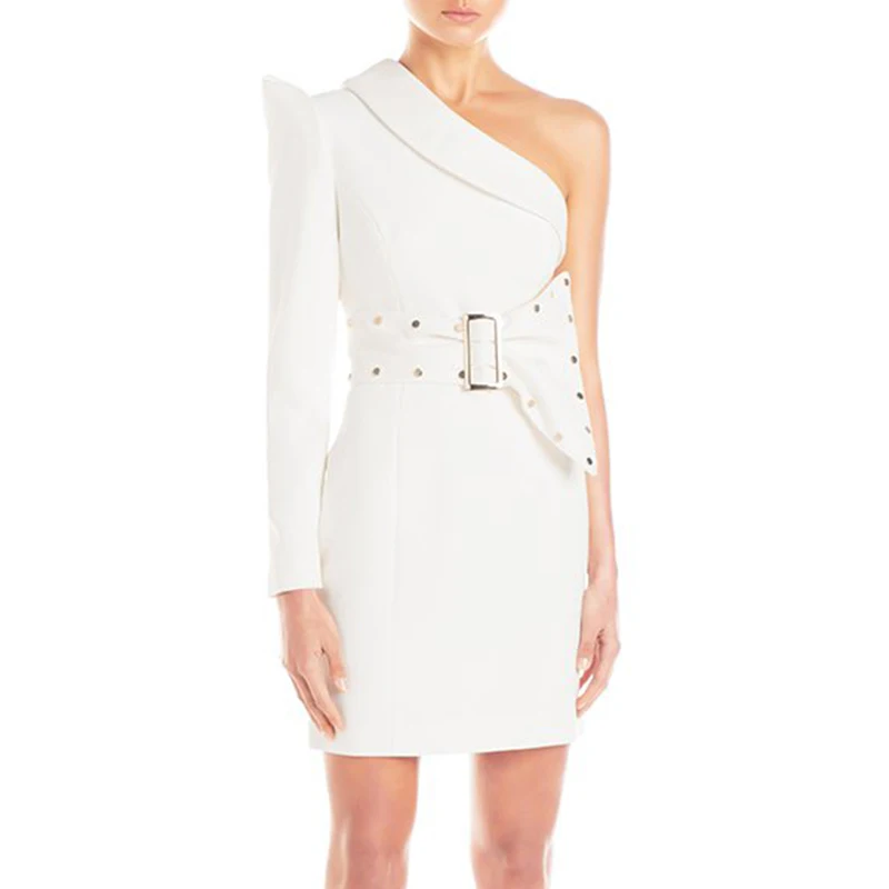 Женское офисное платье Max Spri облегающее мини-платье на одно плечо с высокой