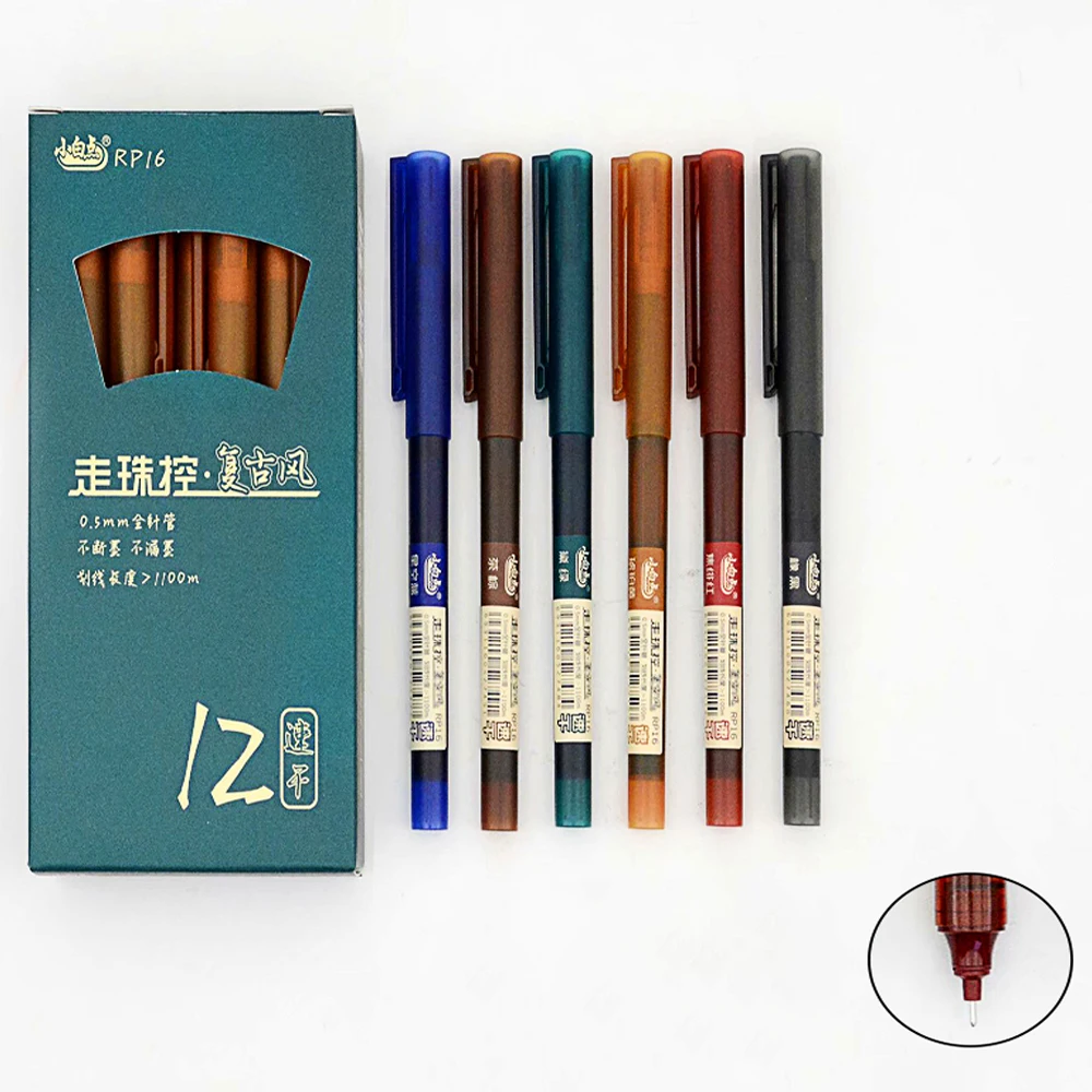 

6 PCS/Lot Retro Gel Pens 0.5mm Writing Little White Dot RP16 Colors Ink Refills For School Students Office Supplies Stationery