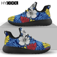 hycool new arrival women mesh knit sport shoes hawaiian flower with polynesian 3d print lightweight gym female sneakers zapatos