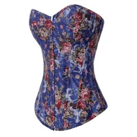 women gothic floral printed overbust waist trainer corset top push up bustier