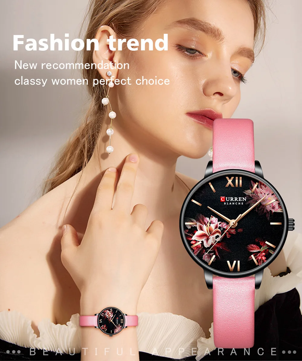 Часы Curren женские кварцевые креативные водонепроницаемые наручные с красивым