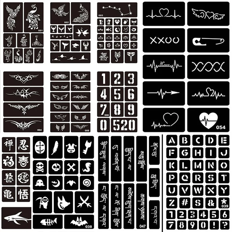 Аэрография блеск трафарет для татуировки хной полый рисунок маленькая милая