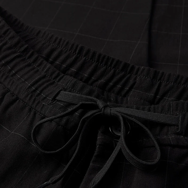 

KUEGOU Cotton stretch waist Spring Clothing Men's Casual Pants Lattice Loose Fit Long Trousers Elastic Tapered Plus Size 2908