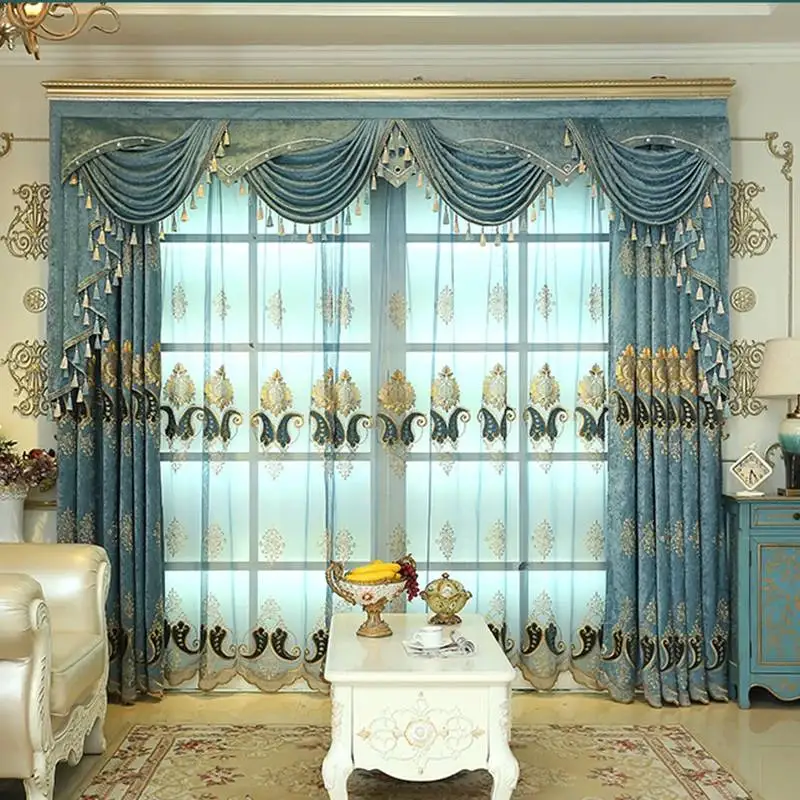 

1 pc New Curtains for Windows Drapes European Modern Elegant Noble Printing Shade Curtain For Living Room Bedroom