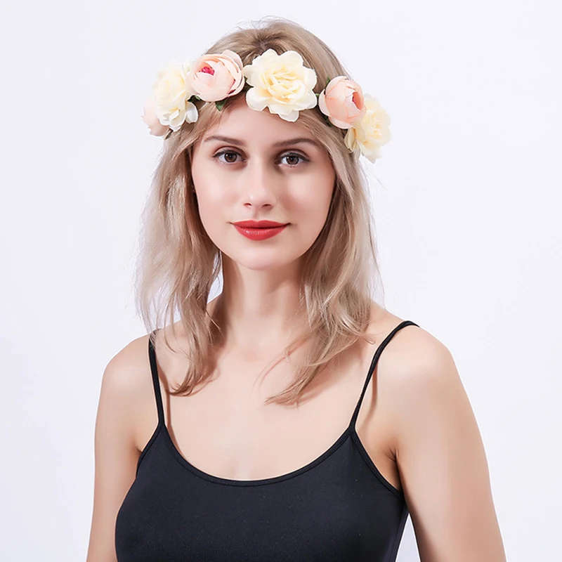 Красивая Женская Цветочная повязка на голову корона для вечеринки гирлянды