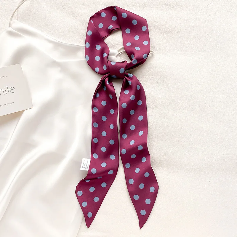 

Lady Fashion Dot Scarf Print Women Silk Skinny Hairband Neck Ribbon Tie Foulard Long Scarves Summer Spring Headband