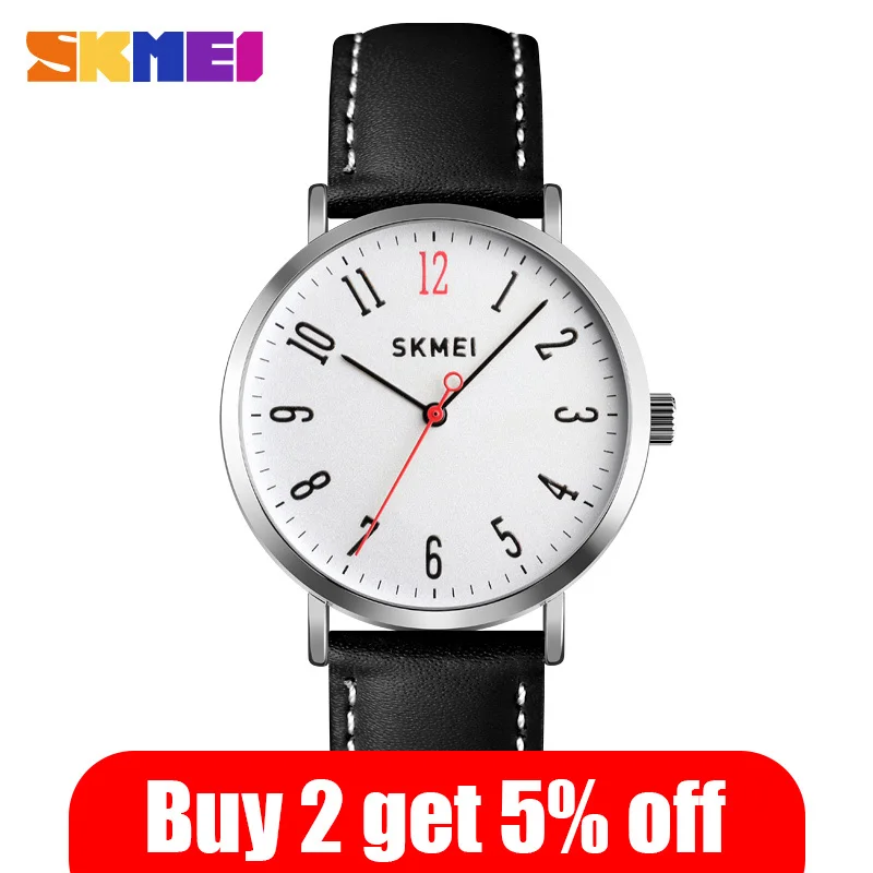 SKMEI простые женские кварцевые часы модные с кожаным ремешком 3 бар