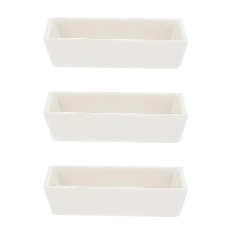 

3pcs Ceramics Burning Holder Chemical Ceramics Holder Rectangular Burning Holder