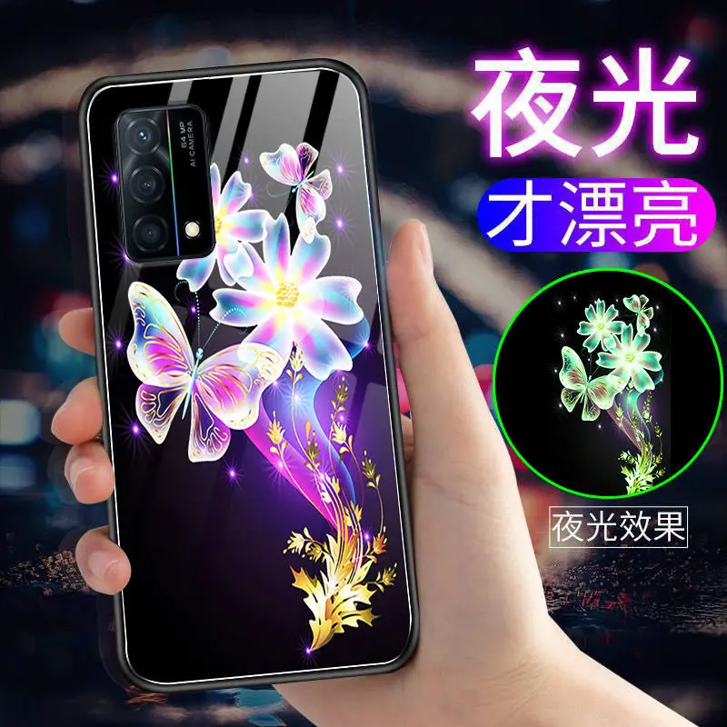 Luminous Tempered Glass Case For OPPO Realme GT Master Edition Glow in Dark Back Cover Silicone | Мобильные телефоны и
