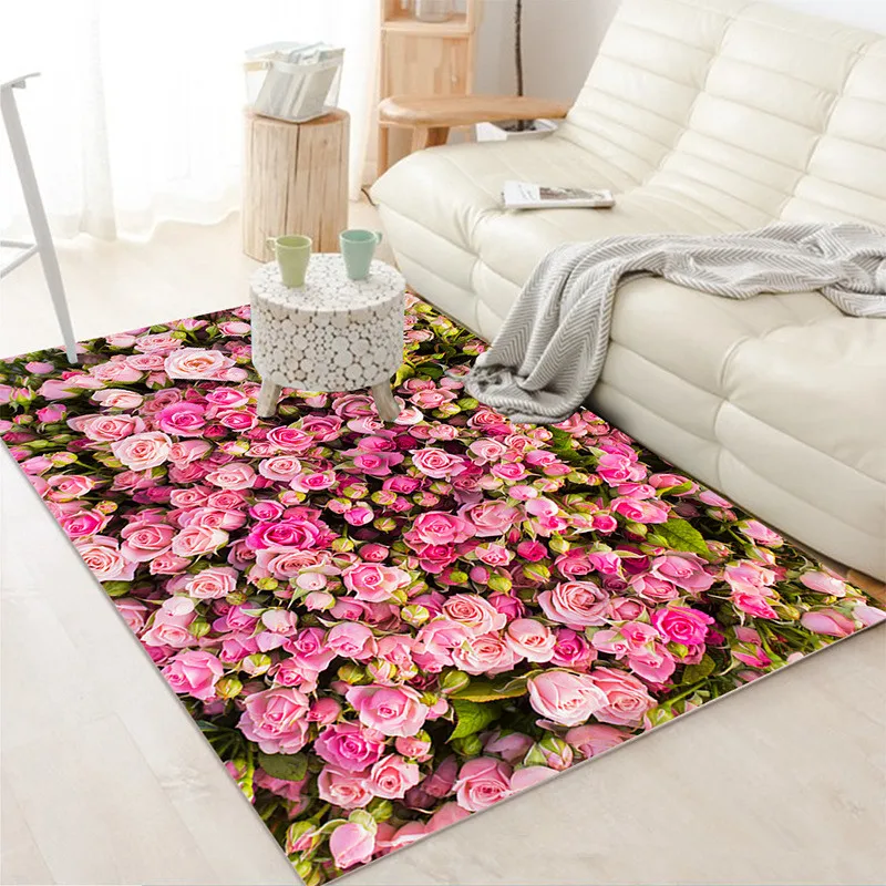 

3D Printing Area Rugs Multicolor Flowers Home Wedding decor Carpets for Living Room bedroom Large Carpet Antislip Girls Room Mat