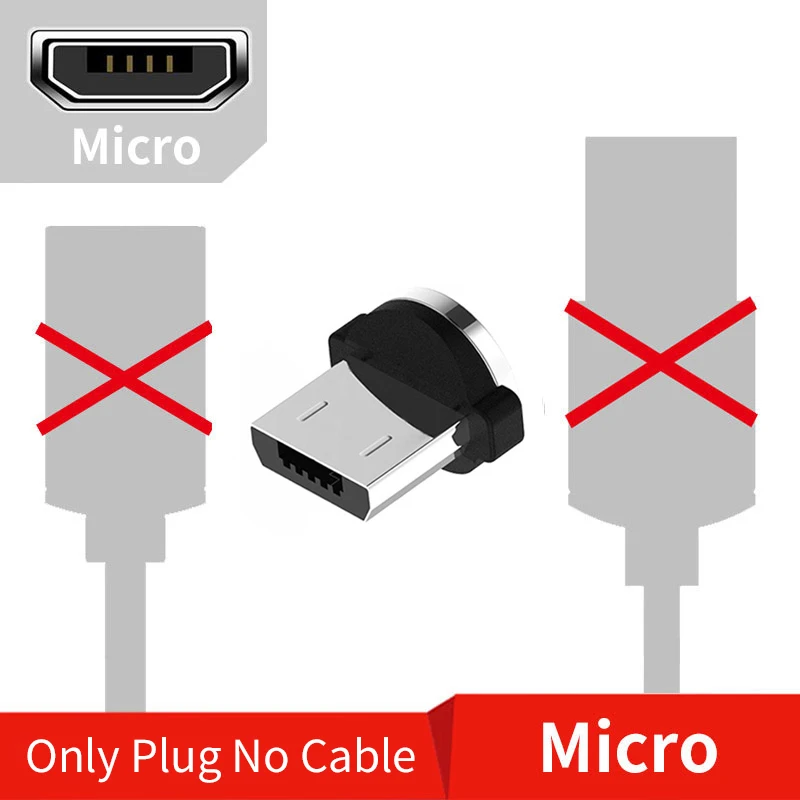 2.4A светодиодный легкий магнит type C Micro USB кабель для Xiaomi huawei Iphone Магнитный кабель для быстрой зарядки шнур для зарядного устройства USB C кабель для передачи данных - Цвет: Only Micro Plug