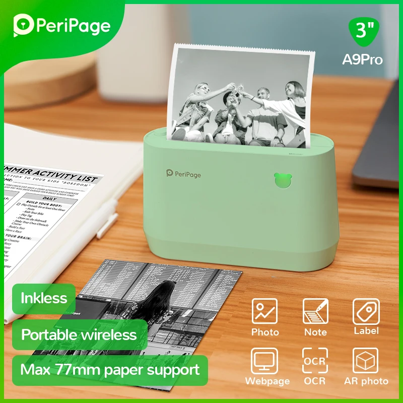 Портативный термальный Bluetooth принтер PeriPage A9Pro 304 точек/дюйм в шкале