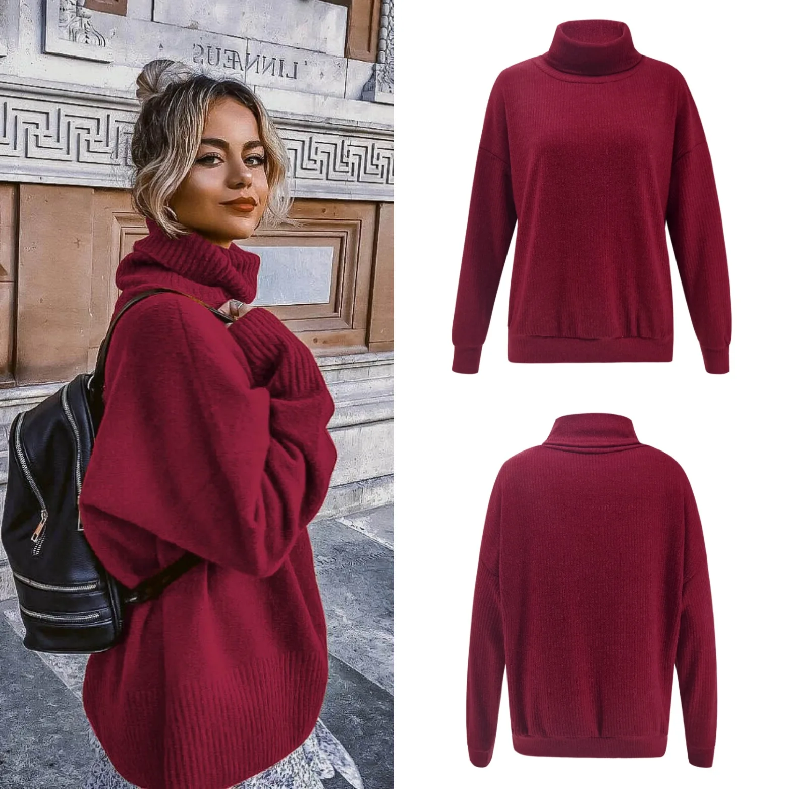 Женский модный пуловер с высоким воротником и отложным из чистого кашемира