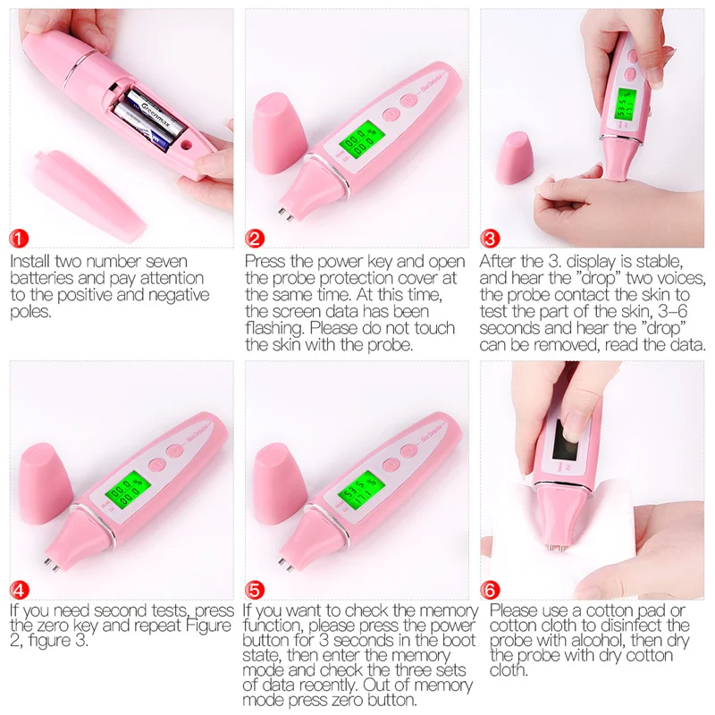 

Precision Skin Oil Content Analyzer LCD DigitalSkin Moisture Meter Battery Operated Skin Care Tester Monitor Detector 50
