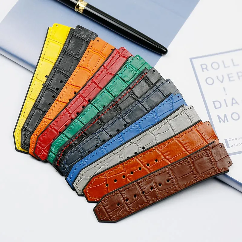 

High quality leather men's strap is soft and comfortable waterproof and sweatproof 19mmx25mm suitable for HUBLOT watch accessor