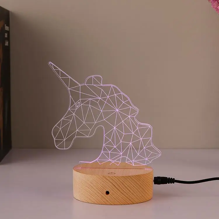 HobbyLane 3W Touch Control Wooden Base for LED 3D Night Light Christmas Decor Modern Acrylic Led Lamp Mounted | Лампы и освещение