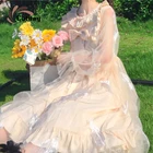 Cotday Лолита Сладкий бант перо o-образным вырезом бальное платье новое милое кружево лист лотоса принцесса фея женщина платья