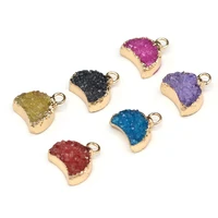 1pcs natural stone moon shape mixed colors blue purple crystal pendants for jewelry making necklace earring gift size 13x13mm