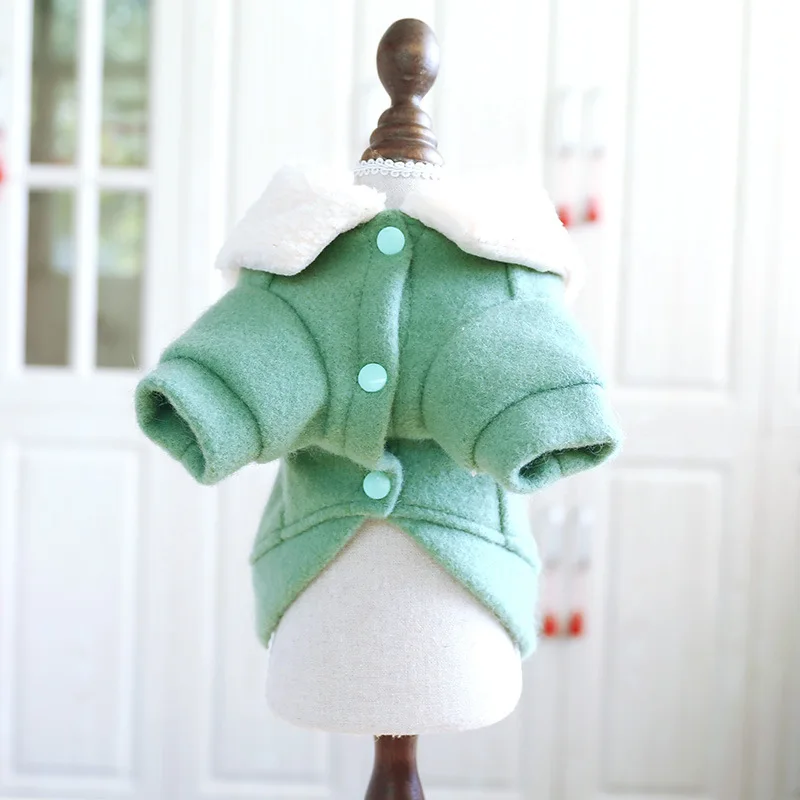 2019 зеленая зимняя одежда для собак воротник из искусственного меха теплое пальто