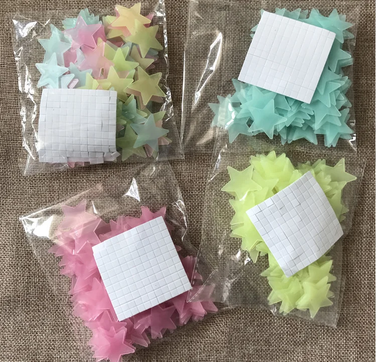 

50/70/100 PCS/lot children fluorescent kids bedroom glow in the dark stars shine wall stickers stars luminous shine colors