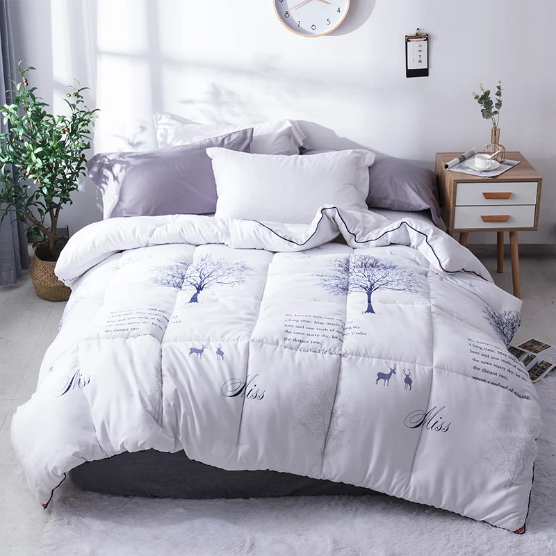 

100% Feather Fabric Comforter Quilt Twin Queen King Size Bed Set Blanket High Quality Printing Winter Thick Duvet Bread Shape